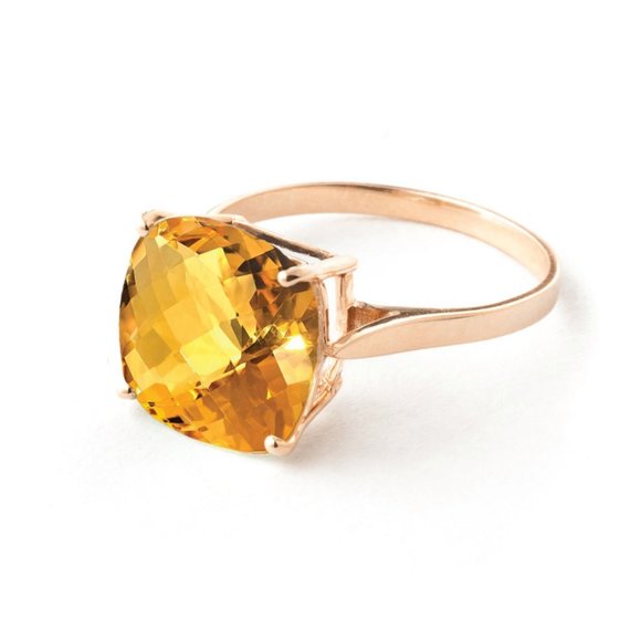 14K. GOLD RING W CHECKERBOARD CUT CITRINE - Picture 1 of 4